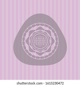 international icon inside pink emblem. Vintage.