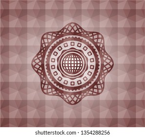 international icon inside red geometric emblem. Seamless.