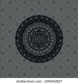 international icon inside retro style black emblem