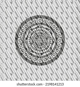 international icon inside silver color badge or emblem. Scales pattern. Vector Illustration. Detailed. 