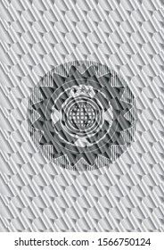 international icon inside silver emblem. Scales pattern. Vector Illustration. Detailed.