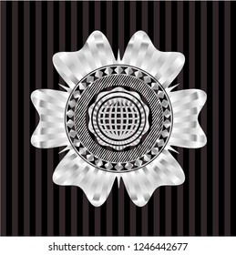 international icon inside silver shiny emblem
