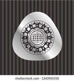 international icon inside silvery shiny emblem