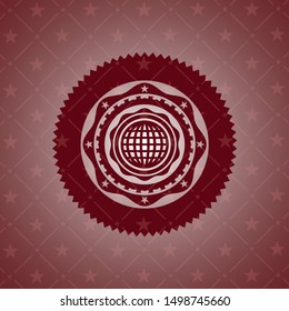 international icon inside vintage red emblem