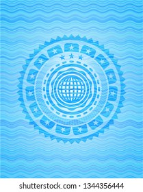international icon inside water representation emblem.