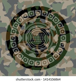 international icon on camouflage texture