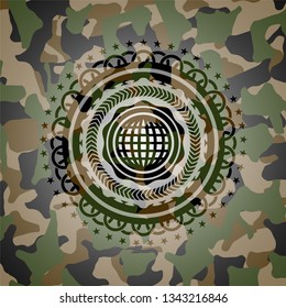international icon on camouflaged texture