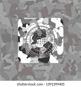 international icon on grey camouflage pattern