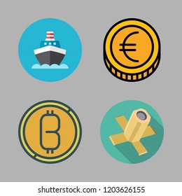international icon set. vector set about ship, satellite, bitcoin and coin icons set.