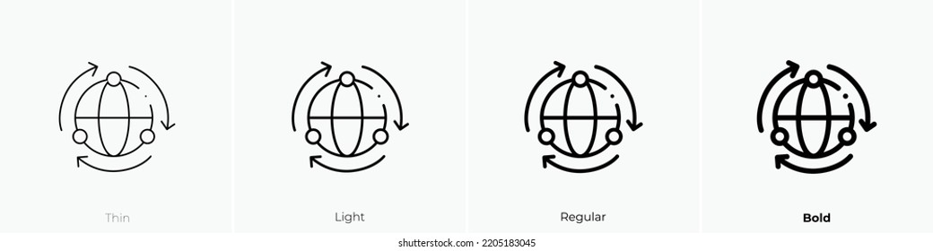 international icon. Thin, Light Regular And Bold style design isolated on white background