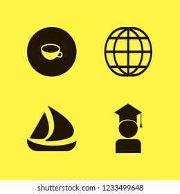 international icon. international vector icons set graduaded student, globe, cup and ship