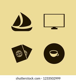 international icon. international vector icons set monitor, passports, cup and ship