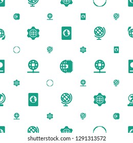 international icons pattern seamless white background. Included editable filled passport, CPU planet, hoop, globe in gear, globe icons. international icons for web and mobile.