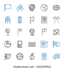 international icons set. Collection of international with worldwide, passport, planet earth, globe, flag, cargo, earth, earth globe. Editable and scalable international icons.