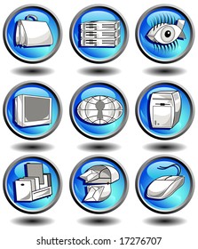 International icons technical symbol, vector illustration in blue