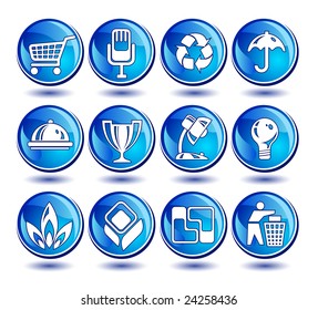 International icons technical symbol, vector illustration in blue