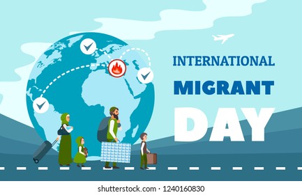 International immigration concept background. Flat illustration of international immigration vector concept background for web design