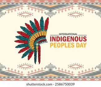 International Indigenous peoples day greeting social media design. Banner, poster, card, postcard, placard and background design.