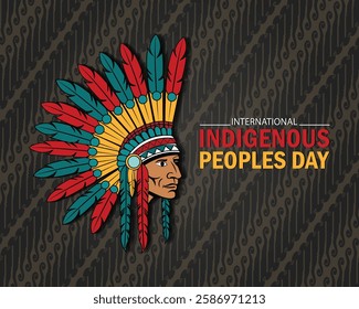 International Indigenous peoples day greeting social media design. Banner, poster, card, postcard, placard and background design.