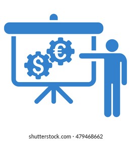 International Industry Presentation icon. Vector style is flat iconic symbol, cobalt color, white background.