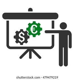International Industry Presentation icon. Vector style is bicolor flat iconic symbol, green and gray colors, white background.