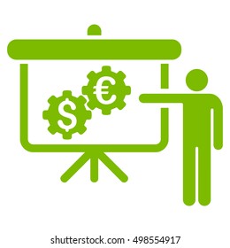 International Industry Presentation icon. Vector style is flat iconic symbol, eco green color, white background.