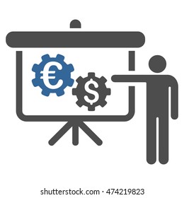 International Industry Project Presentation icon. Vector style is bicolor flat iconic symbol with rounded angles, cobalt and gray colors, white background.