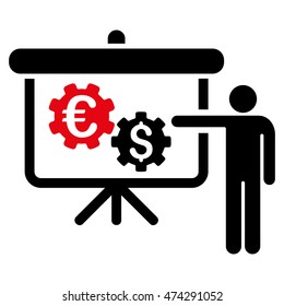 International Industry Project Presentation icon. Vector style is bicolor flat iconic symbol with rounded angles, intensive red and black colors, white background.