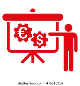 International Industry Project Presentation icon. Vector style is flat iconic symbol with rounded angles, red color, white background.