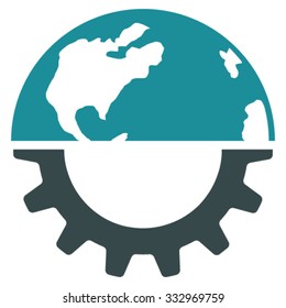 International Industry vector icon. Style is bicolor flat symbol, soft blue colors, rounded angles, white background.