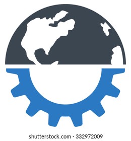 International Industry vector icon. Style is bicolor flat symbol, smooth blue colors, rounded angles, white background.