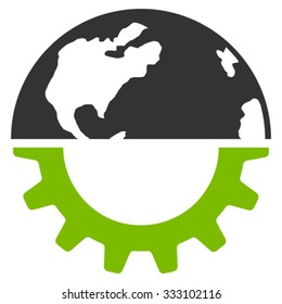 International Industry vector icon. Style is bicolor flat symbol, eco green and gray colors, rounded angles, white background.