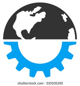 International Industry vector icon. Style is bicolor flat symbol, blue and gray colors, rounded angles, white background.