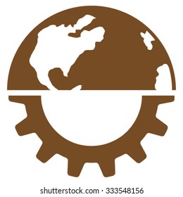 International Industry vector icon. Style is flat symbol, brown color, rounded angles, white background.