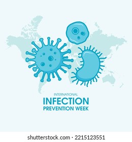 Vector de la Semana Internacional de Prevención de Infecciones. Virus azul, células y bacteria conjunto vector. Cada tres semanas de octubre. Día importante