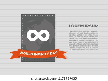 International infinity day banner poster on august 8 with white infinity symbol and earth on background.