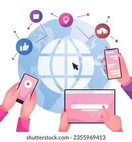 International Internet day background. world internet day celebration. October 29. Happy Internet day concept. Cartoon Vector illustration. Poster, Banner, Greeting Card, Social Media Post, Template.