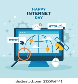 International Internet day background. world internet day celebration. October 29. Happy Internet day concept. Cartoon Vector illustration. Poster, Banner, Greeting Card, Social Media Post, Template.