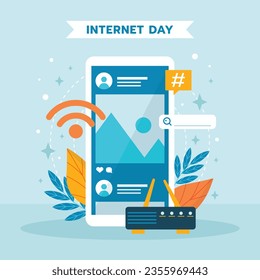 International Internet day background. world internet day celebration. October 29. Happy Internet day concept. Cartoon Vector illustration. Poster, Banner, Greeting Card, Social Media Post, Template.