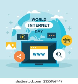 International Internet day background. world internet day celebration. October 29. Happy Internet day concept. Cartoon Vector illustration. Poster, Banner, Greeting Card, Social Media Post, Template.