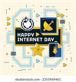 International Internet day background. world internet day celebration. October 29. Happy Internet day concept. Cartoon Vector illustration. Poster, Banner, Greeting Card, Social Media Post, Template.