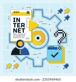 International Internet day background. world internet day celebration. October 29. Happy Internet day concept. Cartoon Vector illustration. Poster, Banner, Greeting Card, Social Media Post, Template.