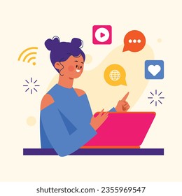 International Internet day background. world internet day celebration. October 29. Happy Internet day concept. Cartoon Vector illustration. Poster, Banner, Greeting Card, Social Media Post, Template.