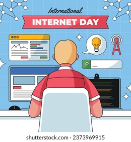 International Internet day background. world internet day celebration. October 29. Happy Internet day concept. Cartoon Vector illustration. Poster, Banner, Greeting Card, Social Media Post, Template.