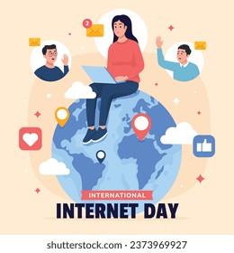 International Internet day background. world internet day celebration. October 29. Happy Internet day concept. Cartoon Vector illustration. Poster, Banner, Greeting Card, Social Media Post, Template.