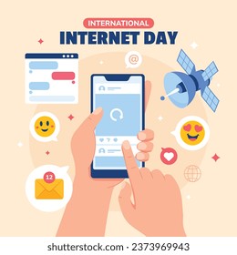 Antecedentes del Día Internacional de Internet. celebración mundial del día de internet. 29 de octubre. Feliz día de Internet. Ilustración del vector de dibujos animados. Afiche, Cartel, Tarjeta de felicitación, Publicación en medios sociales, Plantilla.