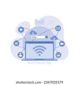 International internet day illustration concept with various things related internet