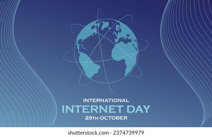 Ilustración de vectores del Día Internacional de Internet con concepto futurista. Usable para diseño de plantillas, volante, afiche, cartel, tarjeta de felicitación o fondo