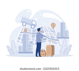 International and interurban human migration. Settling place. interurban migration flat vector modern illustration 