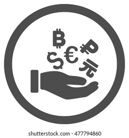 International Investment rounded icon. Vector illustration style is flat iconic symbol, gray color, white background.